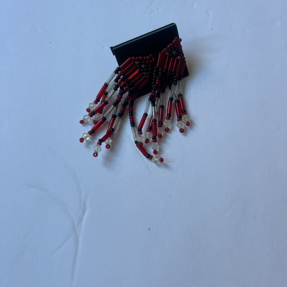 Elegant Red Beaded Earrings